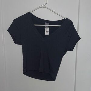 Tilly's Dark Blue V-Neck Crop Top